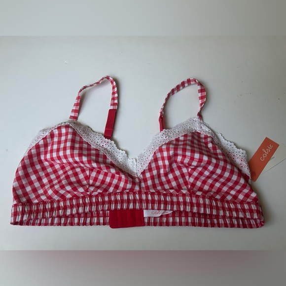 Colsie Women’s Red and White Gingham Check Bralette L - Picture 1 of 5